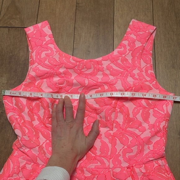 Pink Tartan Willow Kelly Sleeveless Dress 4 Coral neon pink Floral Jacquard - Picture 10 of 15